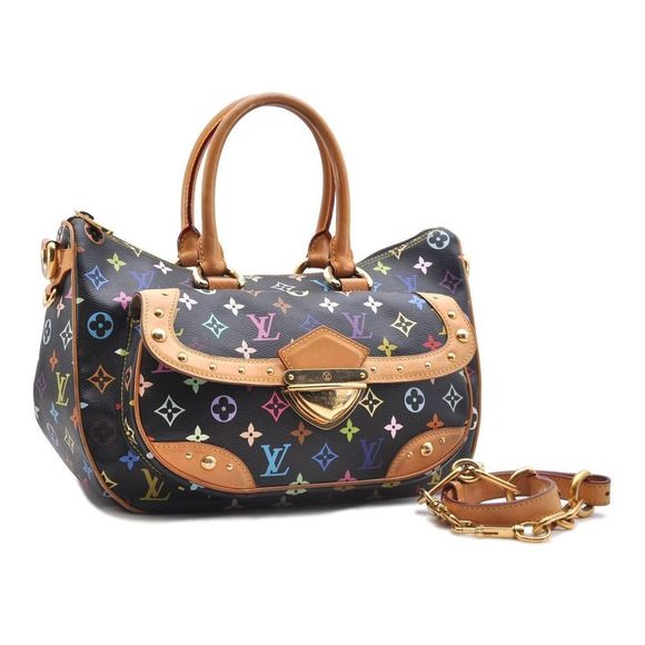 Auth Louis Vuitton Monogram Multicolor Rita 2way Hand Bag Black - Picture 1 of 11